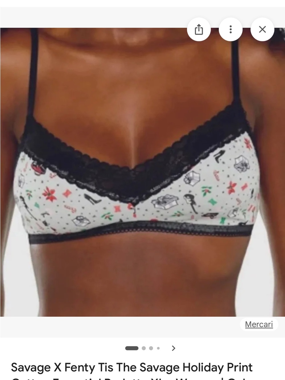 Savage X Fenty Girls' Holiday Print Briefs - White with Red & Green Accents